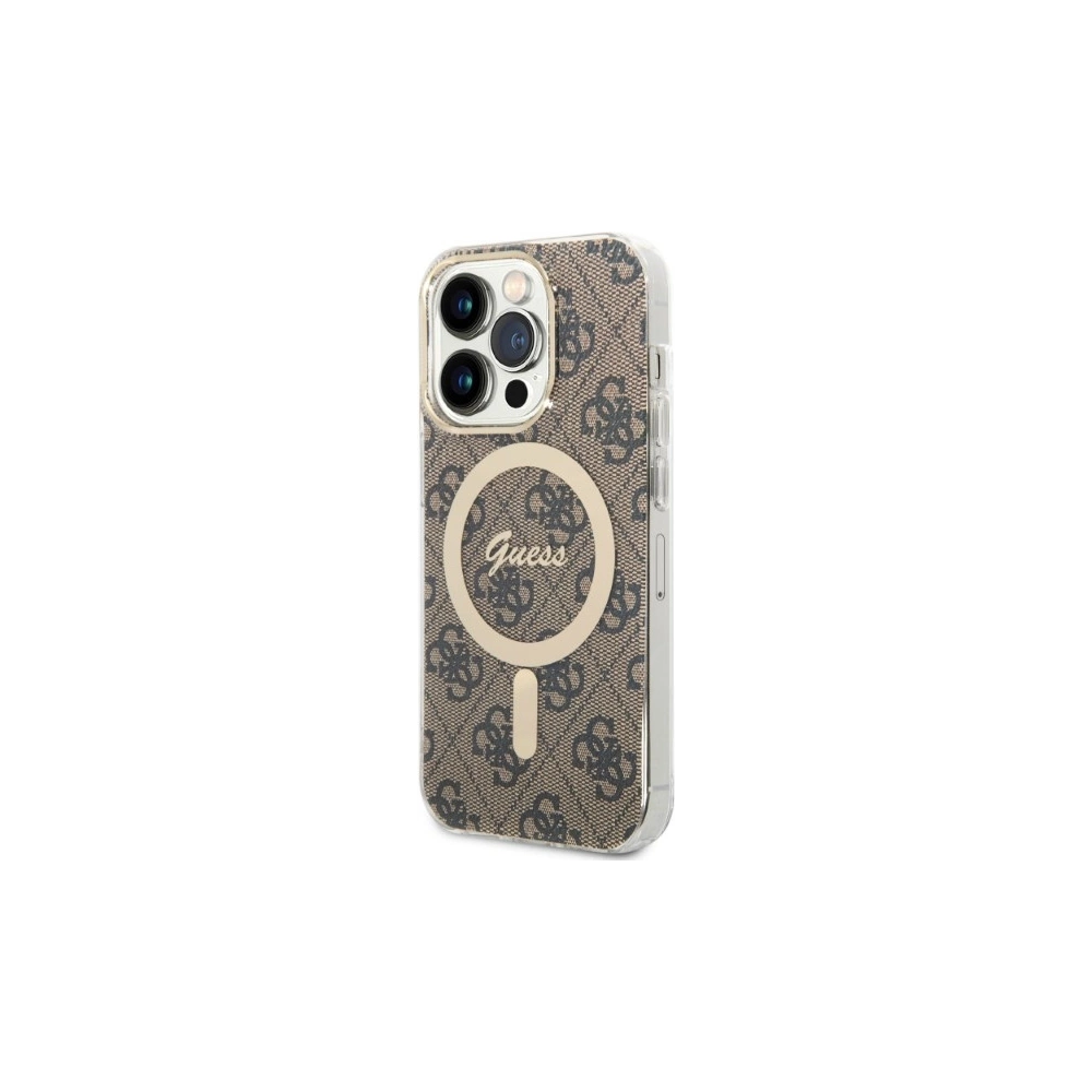 Hurtownia GSM - Set Guess husă + încărcător wireless GUBPP14XH4EACSW Apple iPhone 14 Pro Max maro/brown hard case 4G Print MagSafe - GUE2314 - {ean13} - Hurt