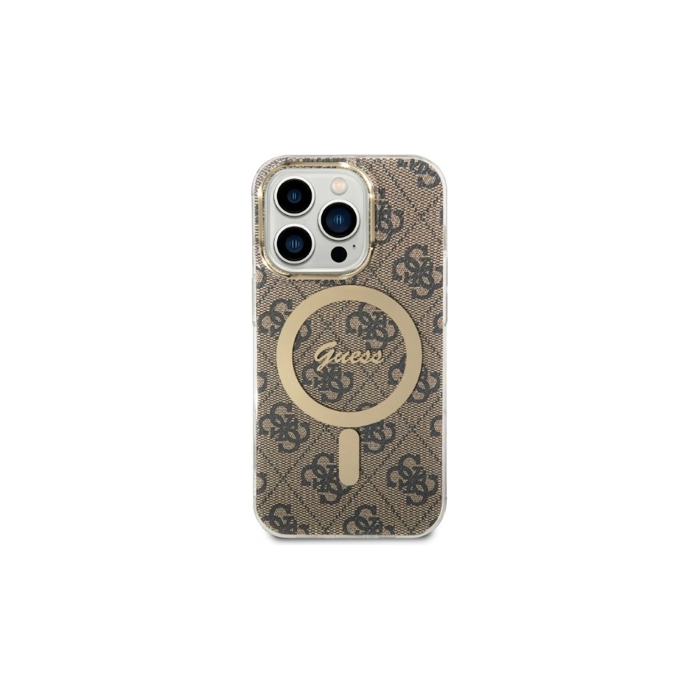 Hurtownia GSM - Set Guess husă + încărcător wireless GUBPP14XH4EACSW Apple iPhone 14 Pro Max maro/brown hard case 4G Print MagSafe - GUE2314 - {ean13} - Hurt