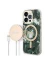 Guess GUBPP14XHJEACSA Case + Wireless Charger Apple iPhone 14 Pro Max zielony/green hard case Jungle MagSafe
