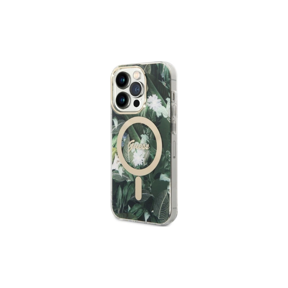 Hurtownia GSM - Set Guess husă + încărcător wireless GUBPP14XHJEACSA Apple iPhone 14 Pro Max verde/green hard case Jungle MagSafe - GUE2315 - {ean13} - Hurt