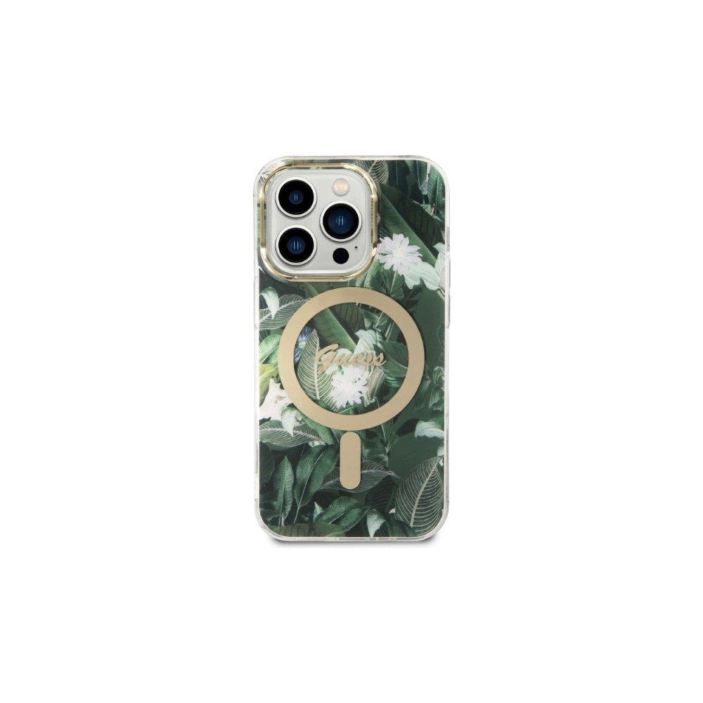 Hurtownia GSM - Set Guess husă + încărcător wireless GUBPP14XHJEACSA Apple iPhone 14 Pro Max verde/green hard case Jungle MagSafe - GUE2315 - {ean13} - Hurt