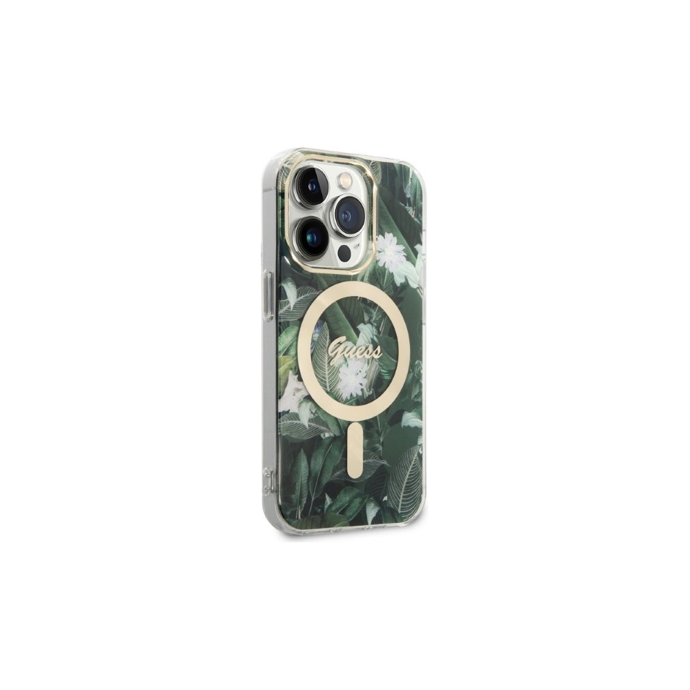 Hurtownia GSM - Set Guess husă + încărcător wireless GUBPP14XHJEACSA Apple iPhone 14 Pro Max verde/green hard case Jungle MagSafe - GUE2315 - {ean13} - Hurt