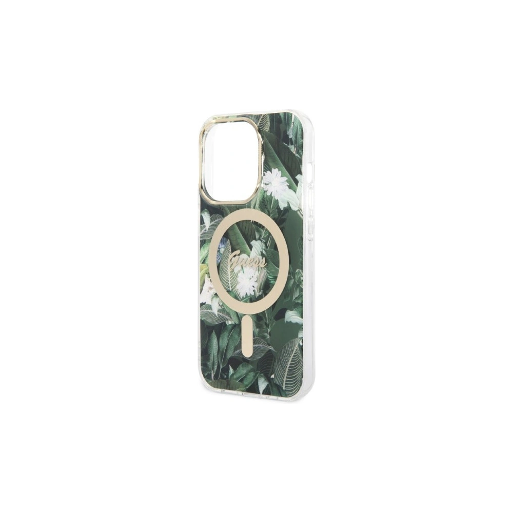 Hurtownia GSM - Zestaw Guess tok + vezeték nélküli töltő GUBPP14XHJEACSA Apple iPhone 14 Pro Max zöld/green kemény tok Jungle MagSafe - GUE2315 - {ean13} - Hurt