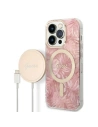 Set Guess Case + drahtloses Ladegerät GUBPP14XHJEACSP Apple iPhone 14 Pro Max rosa/pink Hartschale Jungle MagSafe