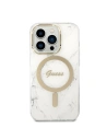Hurtownia GSM - Sada Guess pouzdro + bezdrátová nabíječka GUBPP14XHMEACSH Apple iPhone 14 Pro Max bílý/white hard case Marble MagSafe - GUE2317 - {ean13} - Hurt