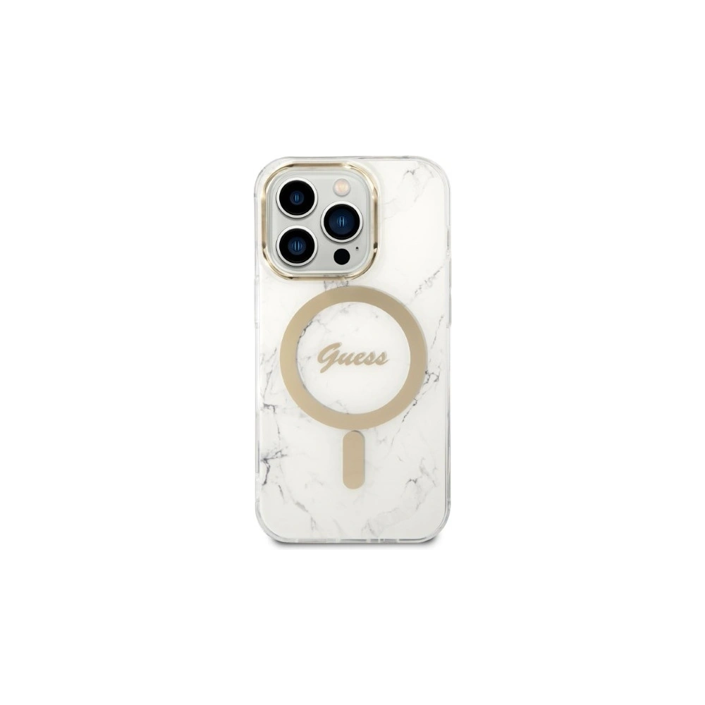 Wholesale Guess GUBPP14XHMEACSH Case + Wireless Charger Apple iPhone 14 Pro Max biały/white hard case Marble MagSafe - GUE2317 - {ean13} - Hurt