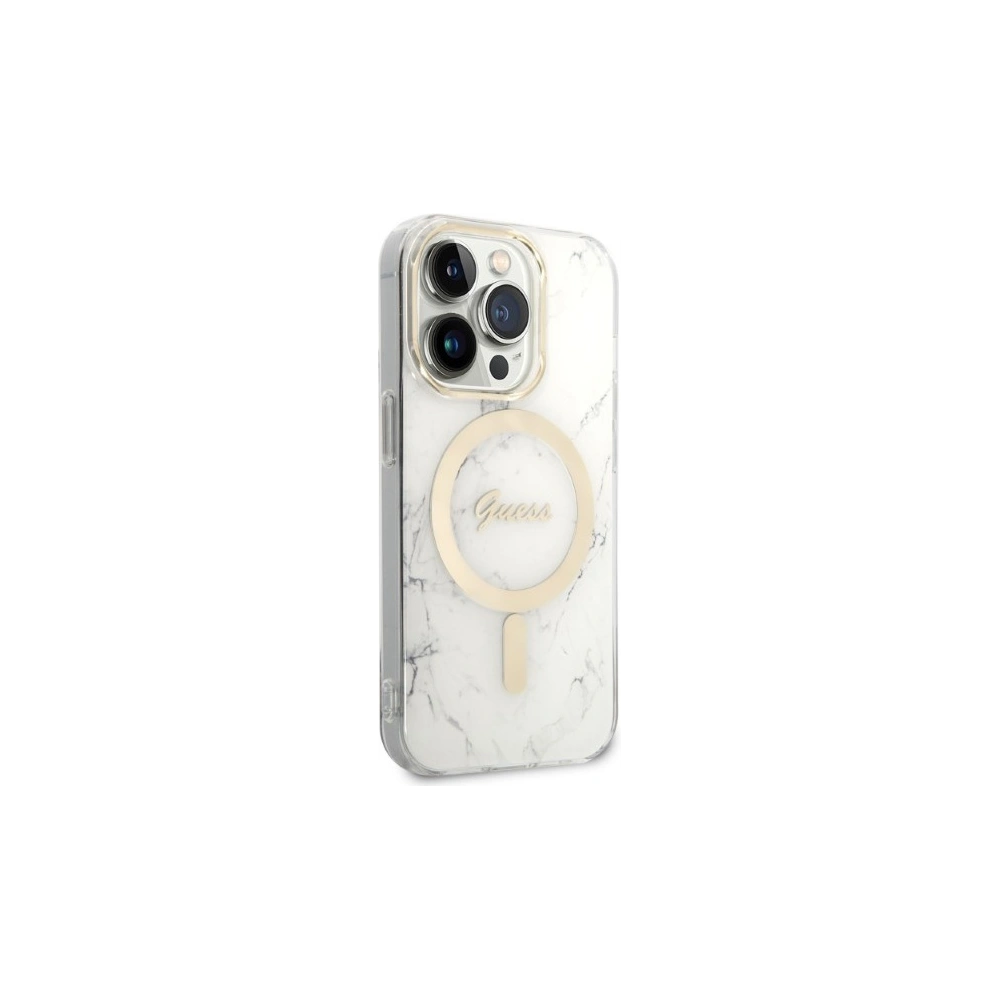 Wholesale Guess GUBPP14XHMEACSH Case + Wireless Charger Apple iPhone 14 Pro Max biały/white hard case Marble MagSafe - GUE2317 - {ean13} - Hurt