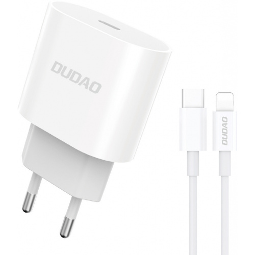 Dudao Distributor - 6973687246204 - DDA236 - Dudao A8SEU PD USB-C Charger + USB-C/Lightning cable 20W White - B2B homescreen