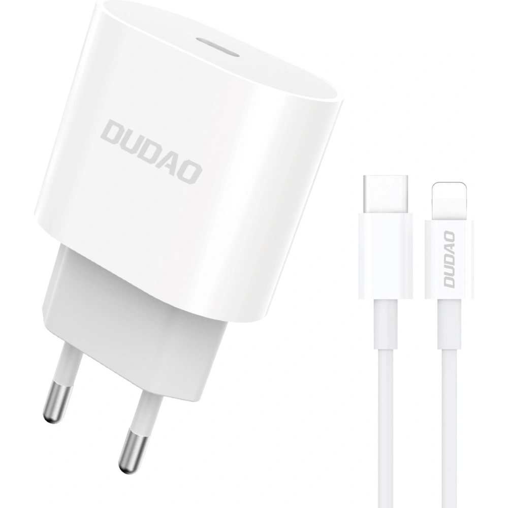 Hurtownia GSM - Încărcător de rețea Dudao USB-C Power Delivery 20W alb + cablu USB-C - Lightning 1m (A8SEU) - DDA236 - {ean13} - Hurt