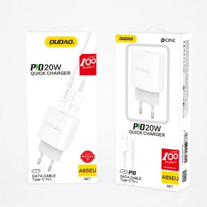 Hurtownia GSM - Nabíječka Dudao USB-C Power Delivery 20W bílá + kabel USB-C - Lightning 1m (A8SEU) - DDA236 - {ean13} - Hurt