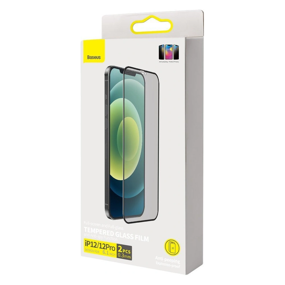 Wholesale Baseus 0,3 mm Anti Spy Glass Apple iPhone 12/12 Pro (case friendly) [2 PACK] - BSU3713 - {ean13} - Hurt