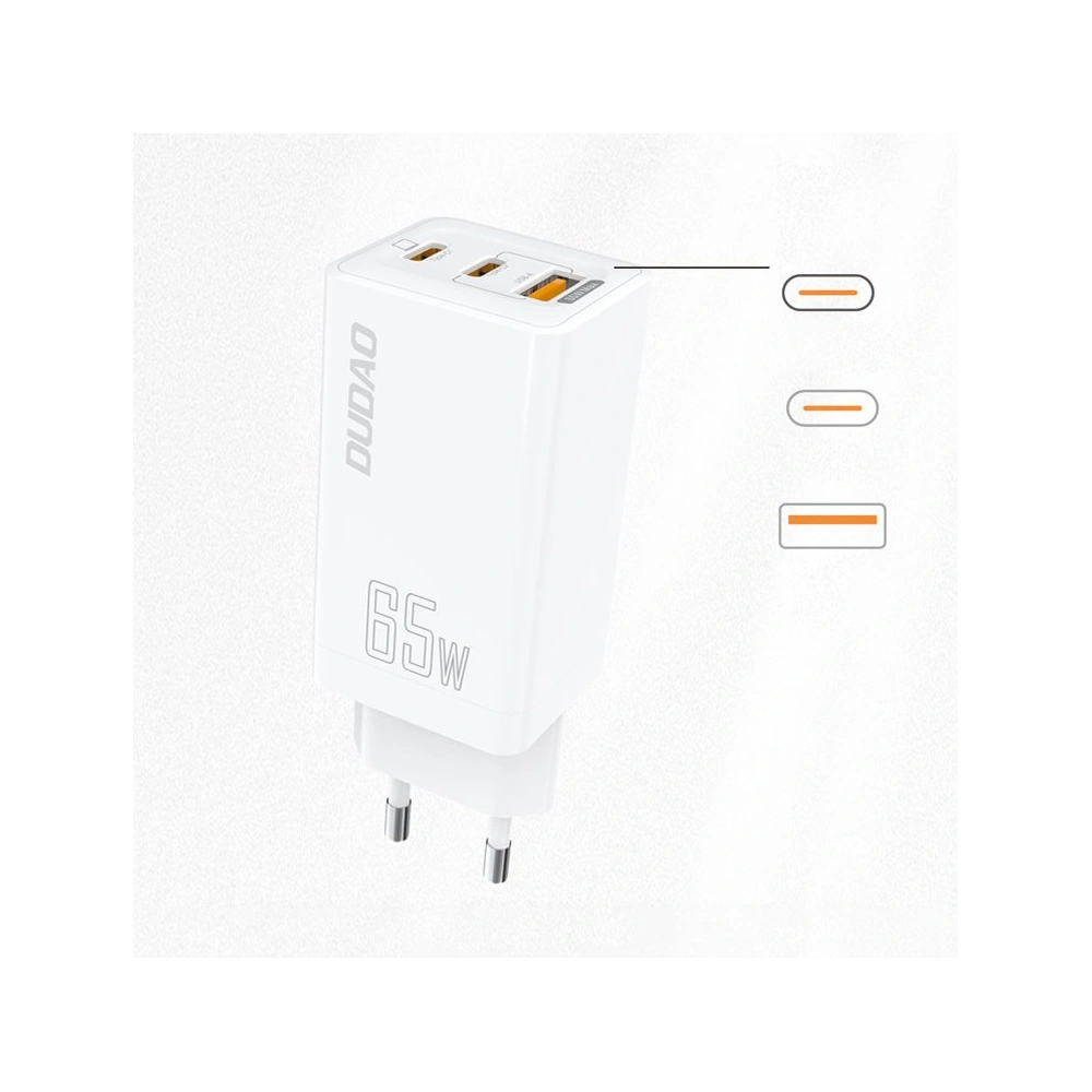 Hurtownia GSM - Încărcătorul de rețea Dudao GaN 65W USB/2xUSB-C Quick Charge Power Delivery alb (A7xs white) - DDA237 - {ean13} - Hurt