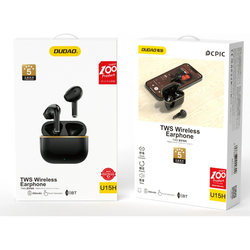 Hurtownia GSM - Vezeték nélküli fülhallgató Dudao TWS U15H Bluetooth 5.1 fekete - DDA242 - {ean13} - Hurt