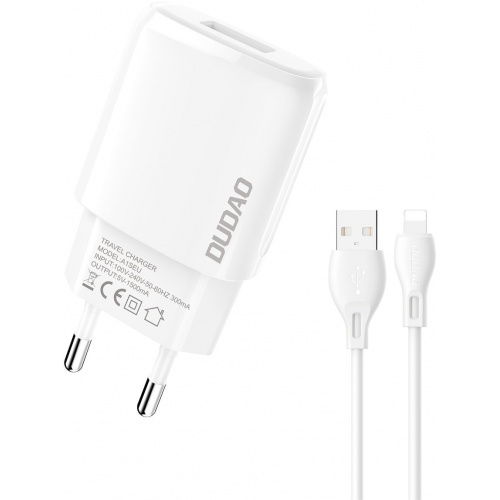 Dudao Distributor - 6973687244873 - DDA248 - Dudao USB 7.5W Wall Charger + USB/Lightning cable 1m white (A1sEUL) - B2B homescreen