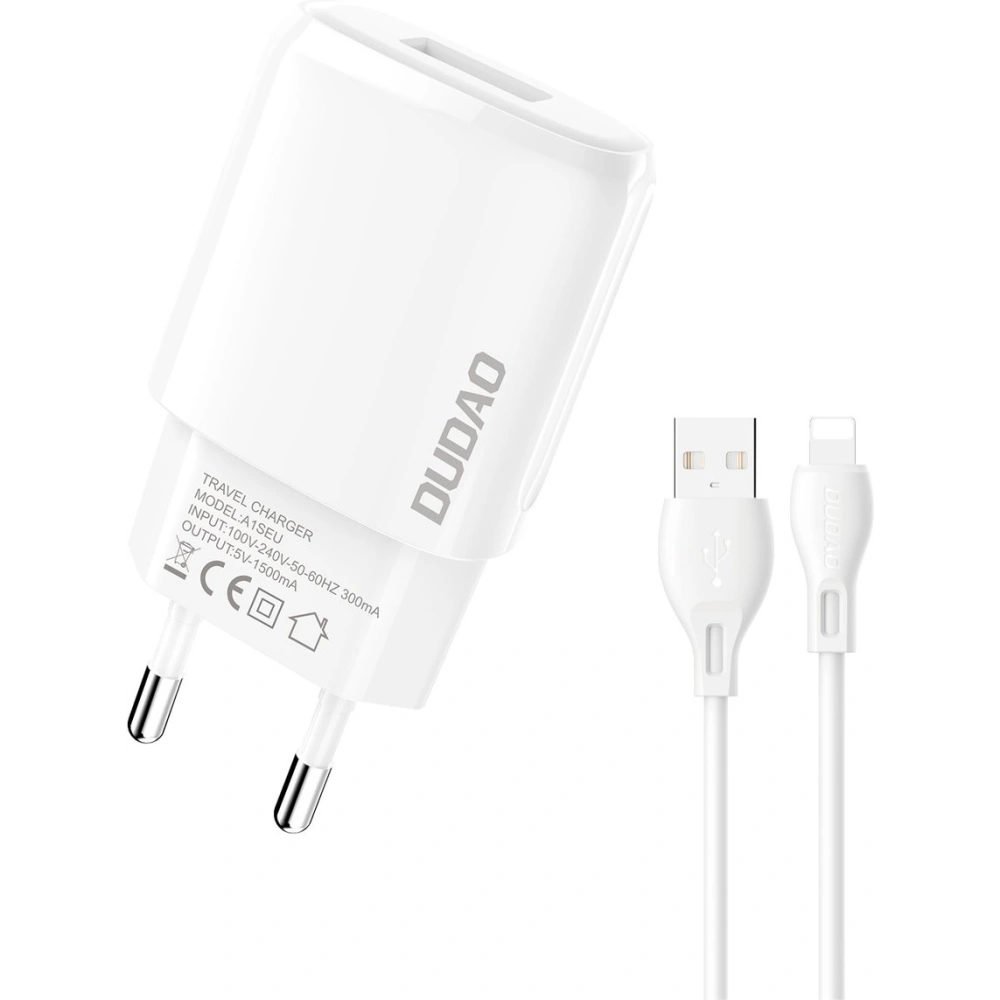 Hurtownia GSM - Încărcător de rețea Dudao USB 7.5W + cablu USB/Lightning 1m alb (A1sEUL) - DDA248 - {ean13} - Hurt