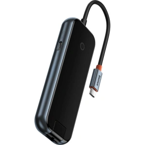 Hurtownia GSM - Hub 5w1 Baseus AcmeJoy Sorozat USB-C - 2xUSB 3.0 + USB 2.0 + USB-C PD + RJ45 (szürke) - BSU3718 - {ean13} - Hurt
