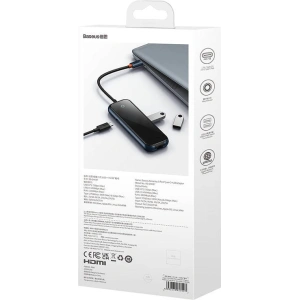 Hurtownia GSM - Hub 5w1 Baseus AcmeJoy Sorozat USB-C - 2xUSB 3.0 + USB 2.0 + USB-C PD + RJ45 (szürke) - BSU3718 - {ean13} - Hurt