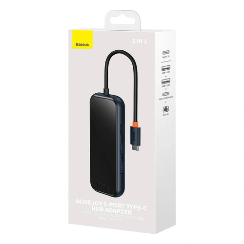 Hub 5w1 Baseus AcmeJoy Series USB-C - 2xUSB 3.0 + USB 2.0 + USB-C PD + RJ45 (szary)