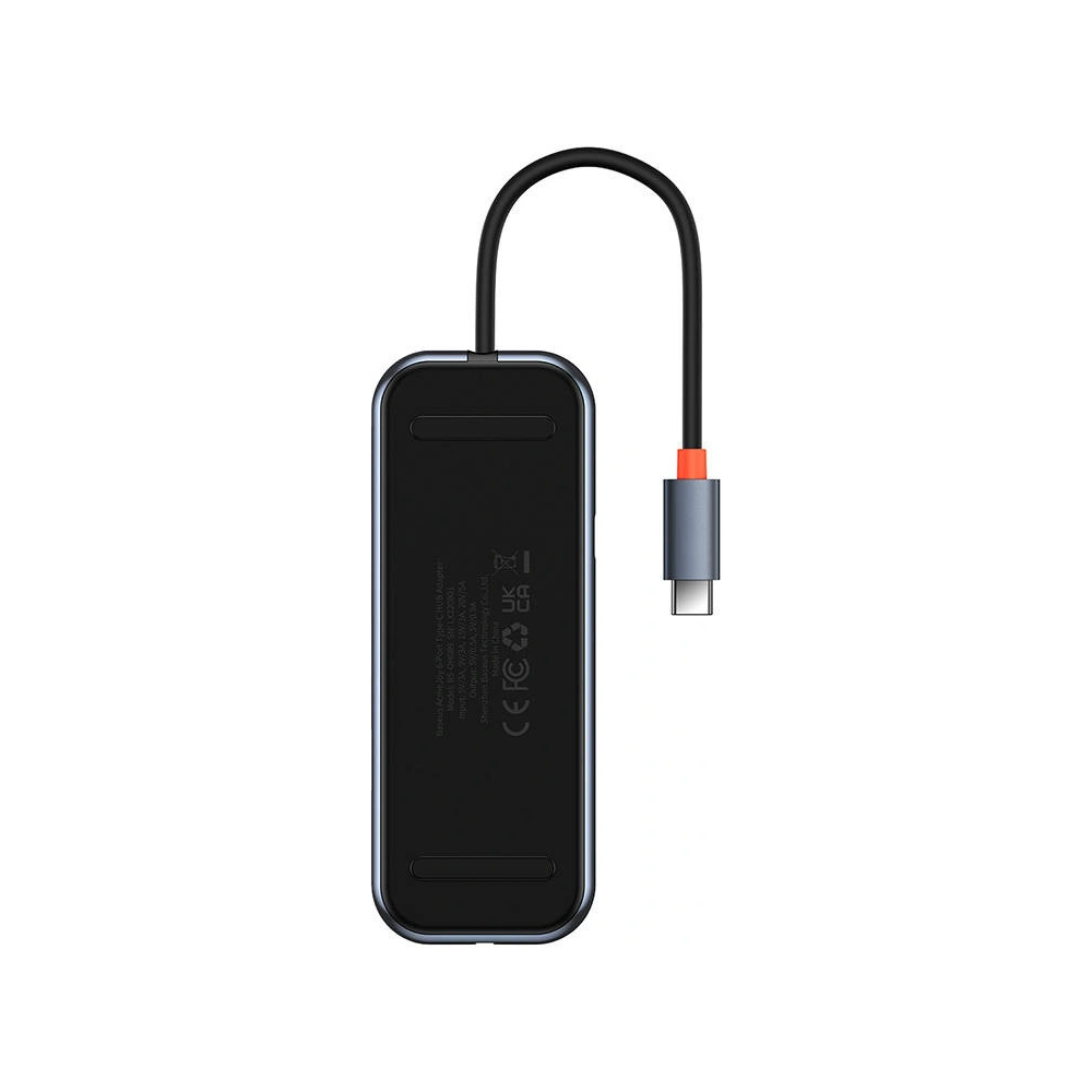 Hurtownia GSM - Hub 6w1 Baseus AcmeJoy Series USB-C - 2xUSB 3.0 + USB 2.0 + USB-C PD + HDMI + RJ45 (šedý) - BSU3720 - {ean13} - Hurt
