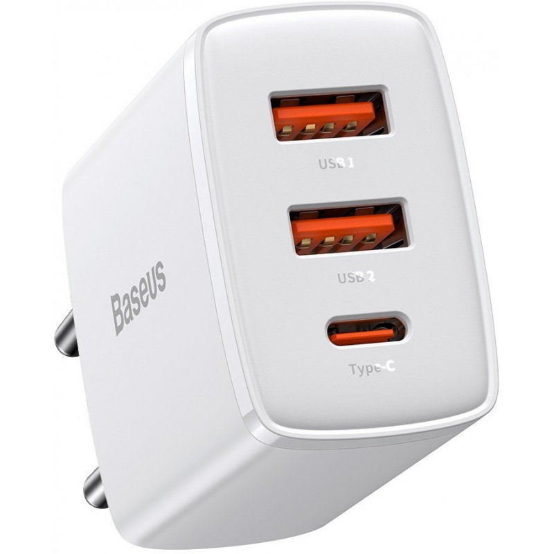 Baseus Distributor - 6953156207301 - OT-396 - [OUTLET] Baseus Compact Quick Charger, 2xUSB, USB-C, PD, 3A, 30W (white) - B2B homescreen