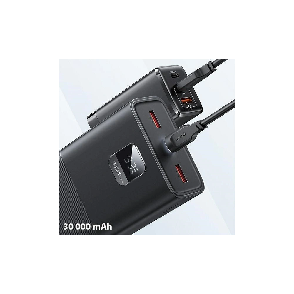 Hurtownia GSM - Powerbank USAMS PB68 30000mAh 65W QC 3.0 PD rychlé nabíjení + kabel USB-C/USB-C 100W černý (US-CD185) - USA817 - {ean13} - Hurt