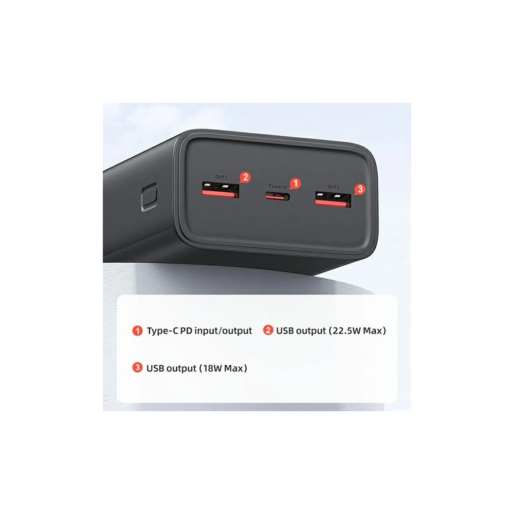 Hurtownia GSM - Powerbank USAMS PB68 30000mAh 65W QC 3.0 PD Încărcare Rapidă + cablu USB-C/USB-C 100W negru (US-CD185) - USA817 - {ean13} - Hurt
