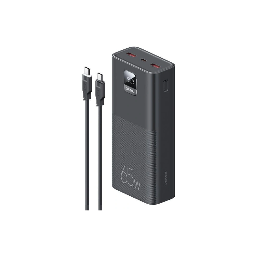 Hurtownia GSM - Powerbank USAMS PB68 30000mAh 65W QC 3.0 PD rychlé nabíjení + kabel USB-C/USB-C 100W černý (US-CD185) - USA817 - {ean13} - Hurt