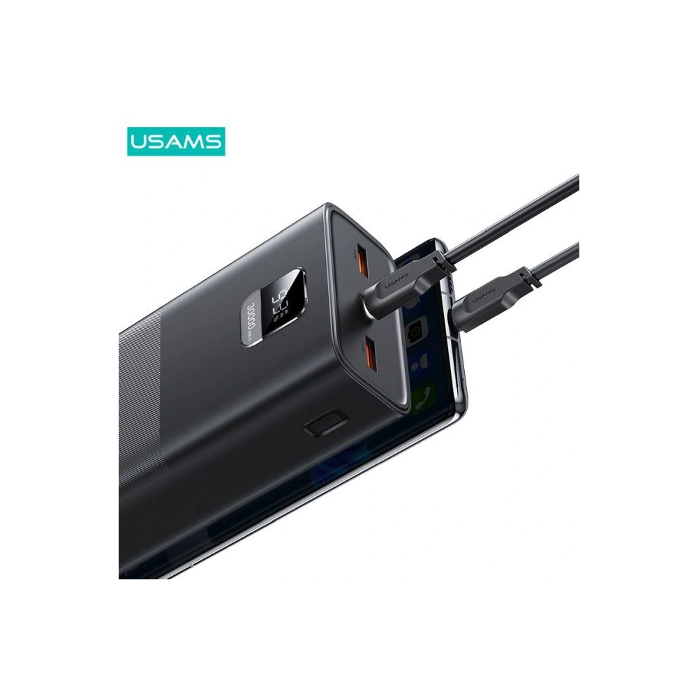 Hurtownia GSM - Powerbank USAMS PB68 30000mAh 65W QC 3.0 PD rychlé nabíjení + kabel USB-C/USB-C 100W černý (US-CD185) - USA817 - {ean13} - Hurt
