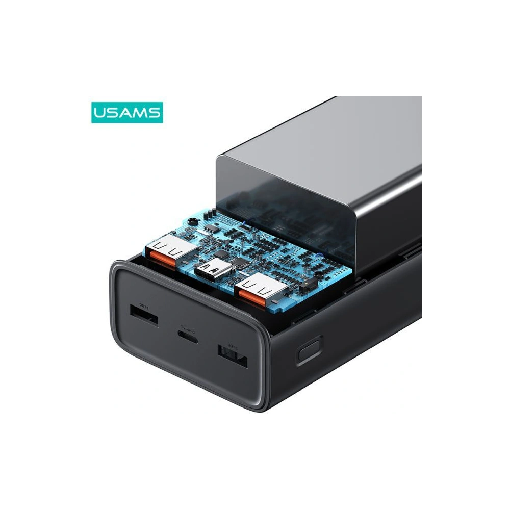 Hurtownia GSM - Powerbank USAMS PB68 30000mAh 65W QC 3.0 PD Încărcare Rapidă + cablu USB-C/USB-C 100W negru (US-CD185) - USA817 - {ean13} - Hurt