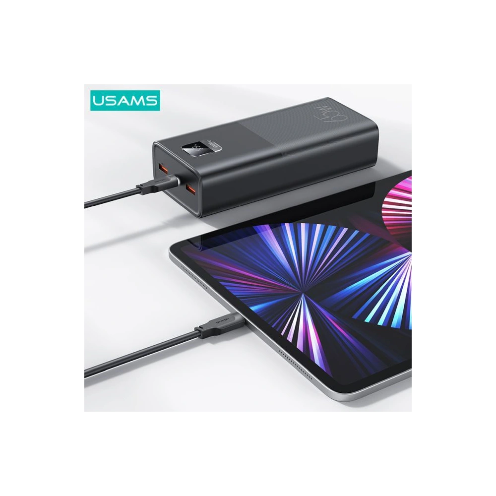 Hurtownia GSM - Powerbank USAMS PB68 30000mAh 65W QC 3.0 PD rychlé nabíjení + kabel USB-C/USB-C 100W černý (US-CD185) - USA817 - {ean13} - Hurt