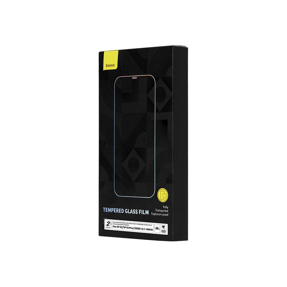 Hurtownia GSM - Gehärtetes Glas Baseus Crystal Anti Blue Light Anti Dust SGBL120002 0.3mm Apple iPhone 14/13/13 Pro [2 PACK] - SGBL120002 - {ean13} - Hurt