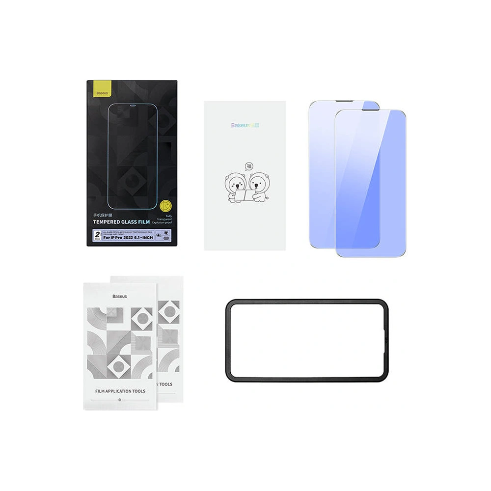 Hurtownia GSM - Sticlă temperată Baseus Crystal Anti Blue Light Anti Dust SGBL120102 0.3mm Apple iPhone 14 Pro [2 PACK] - SGBL120102 - {ean13} - Hurt