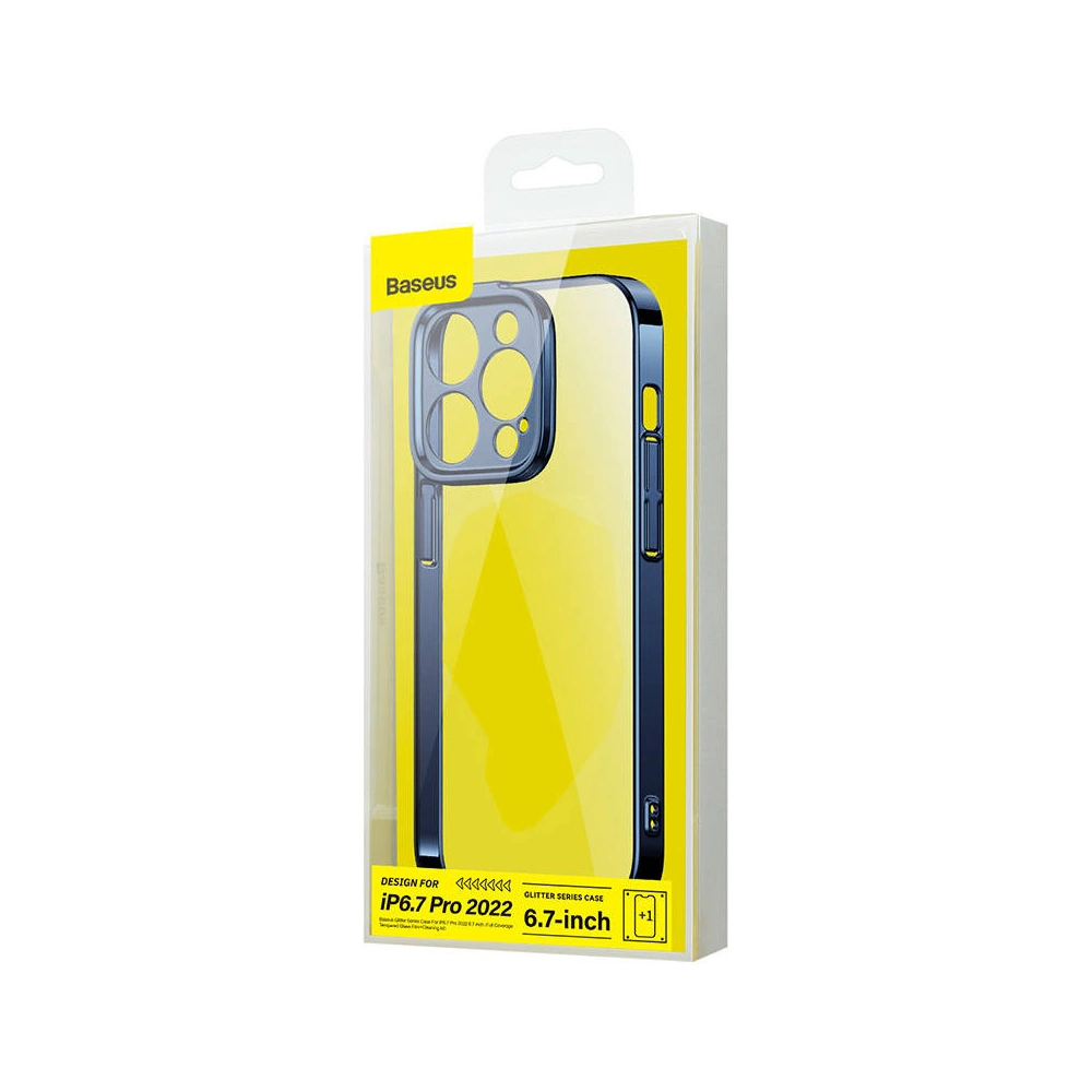Hurtownia GSM - Sada pouzdra + sklo Baseus Glitter Apple iPhone 14 Pro Max (modrý) - BSU3776 - {ean13} - Hurt