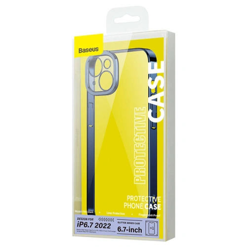 Zestaw etui + szkło Baseus Glitter Apple iPhone 14 Plus / 15 Plus (niebieski)