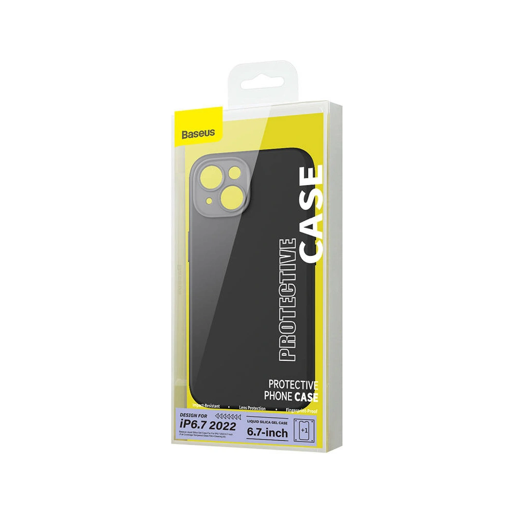 Hurtownia GSM - Set husă + sticlă Baseus Liquid Silica Apple iPhone 14 Plus / 15 Plus (negru) - BSU3792 - {ean13} - Hurt