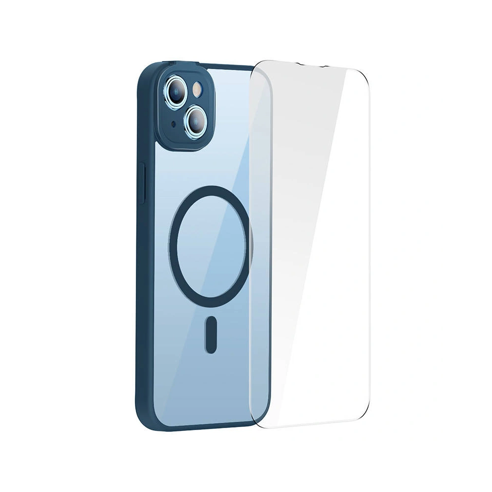 Hurtownia GSM - Sada pouzdra + sklo Baseus Frame MagSafe Apple iPhone 14 (modrá) - BSU3802 - {ean13} - Hurt