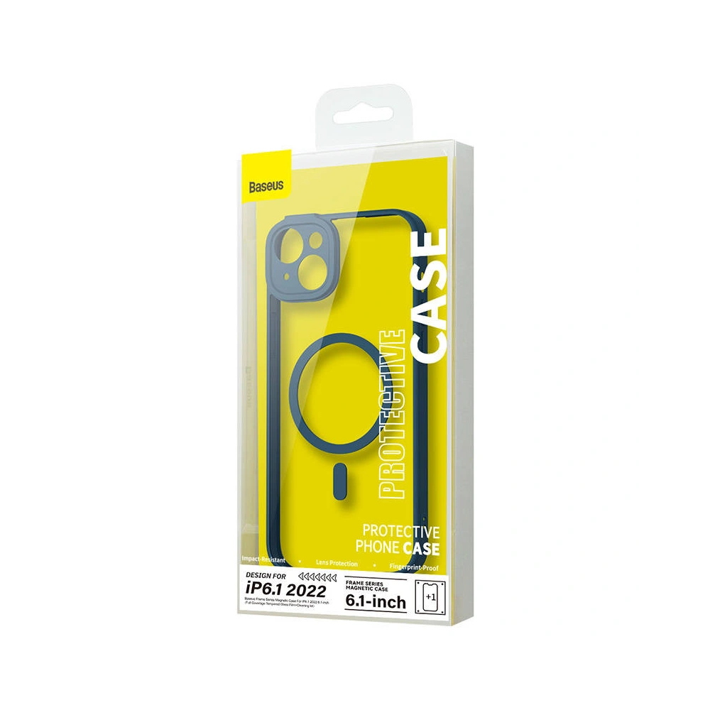 Hurtownia GSM - Sada pouzdra + sklo Baseus Frame MagSafe Apple iPhone 14 (modrá) - BSU3802 - {ean13} - Hurt