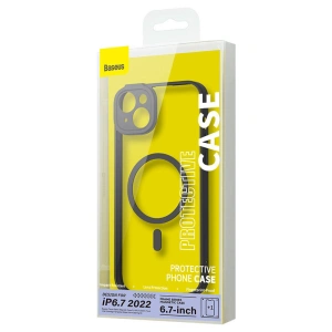 Set husă + sticlă Baseus Frame MagSafe Apple iPhone 14 Plus / 15 Plus (negru)