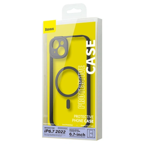 Zestaw etui + szkło Baseus Frame MagSafe Apple iPhone 14 Plus / 15 Plus (czarny)