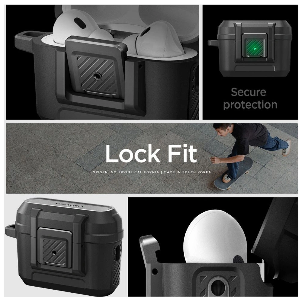 Hurtownia GSM - Etui Spigen Lock Fit Apple AirPods Pro 2/1 Matte Black - SPN2583 - {ean13} - Hurt