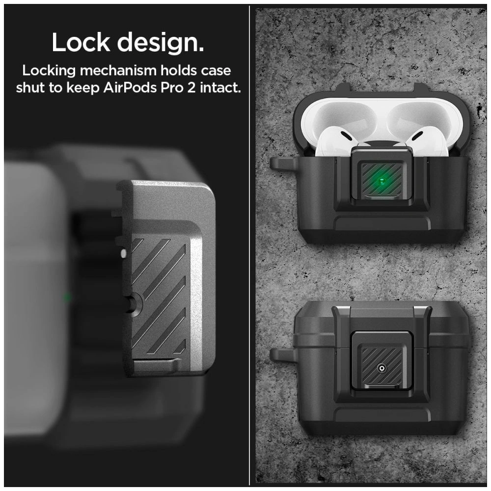 Hurtownia GSM - Case Spigen Lock Fit Apple AirPods Pro 2/1 Matte Schwarz - SPN2583 - {ean13} - Hurt