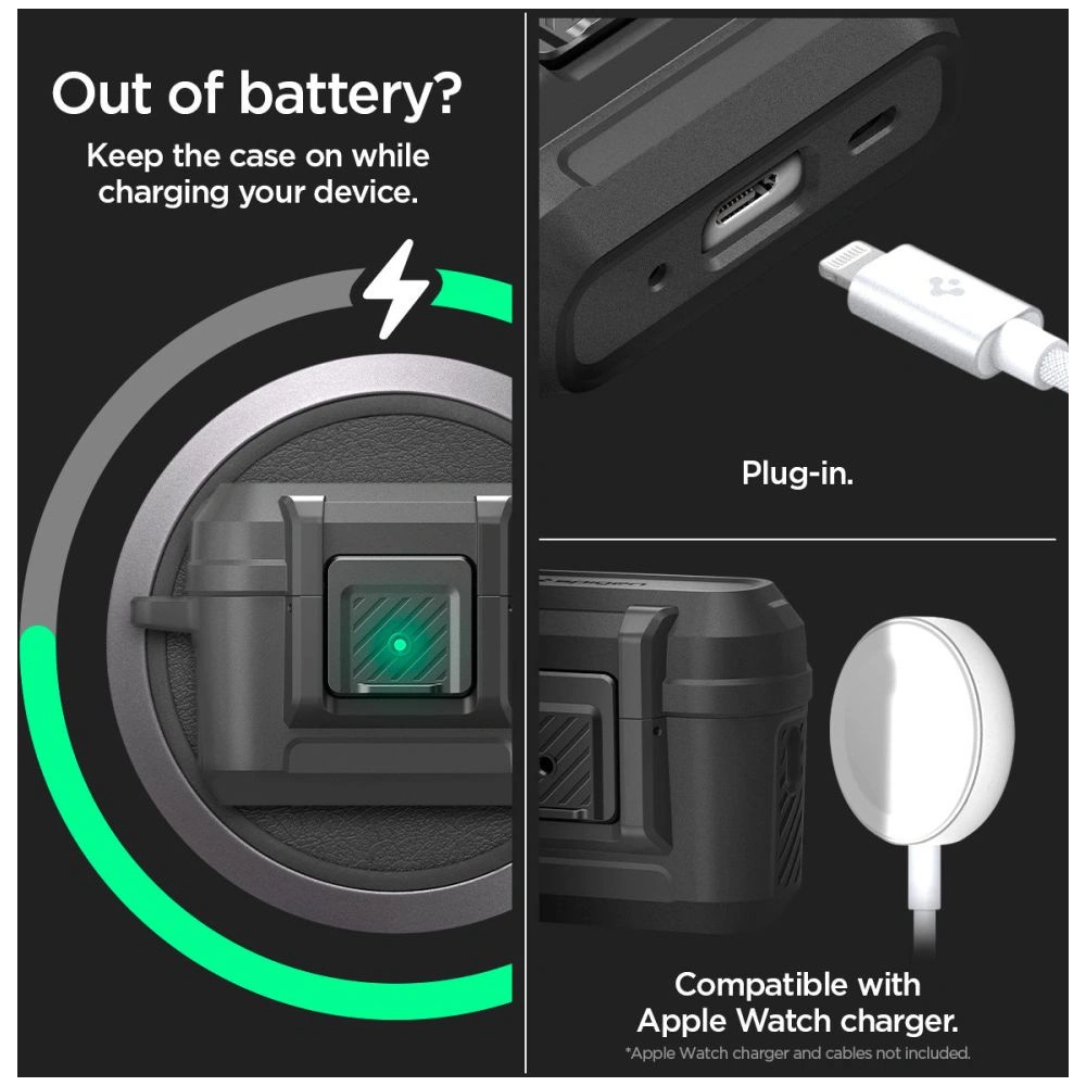 Hurtownia GSM - Etui Spigen Lock Fit Apple AirPods Pro 2/1 Matte Black - SPN2583 - {ean13} - Hurt