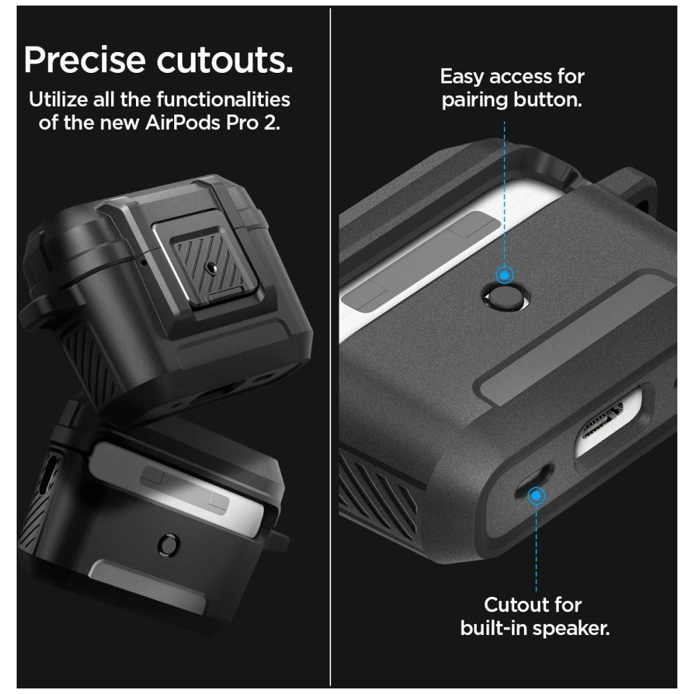 Hurtownia GSM - Etui Spigen Lock Fit Apple AirPods Pro 2/1 Matte Black - SPN2583 - {ean13} - Hurt
