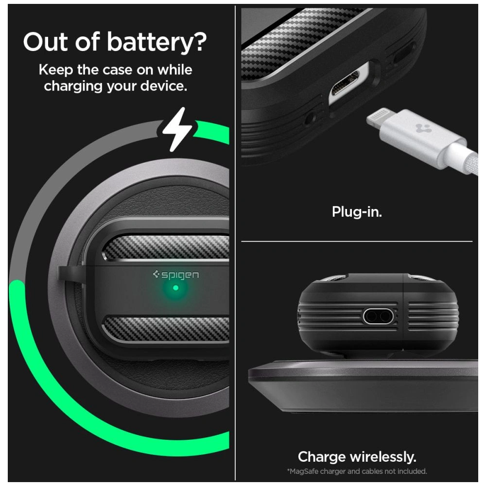 Hurtownia GSM - Etui Spigen Rugged Armor Apple AirPods Pro 2/1 Matně černé - SPN2585 - {ean13} - Hurt