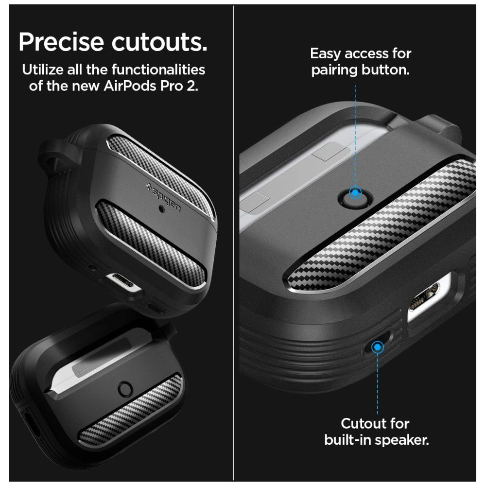 Hurtownia GSM - Etui Spigen Rugged Armor Apple AirPods Pro 2/1 Matně černé - SPN2585 - {ean13} - Hurt