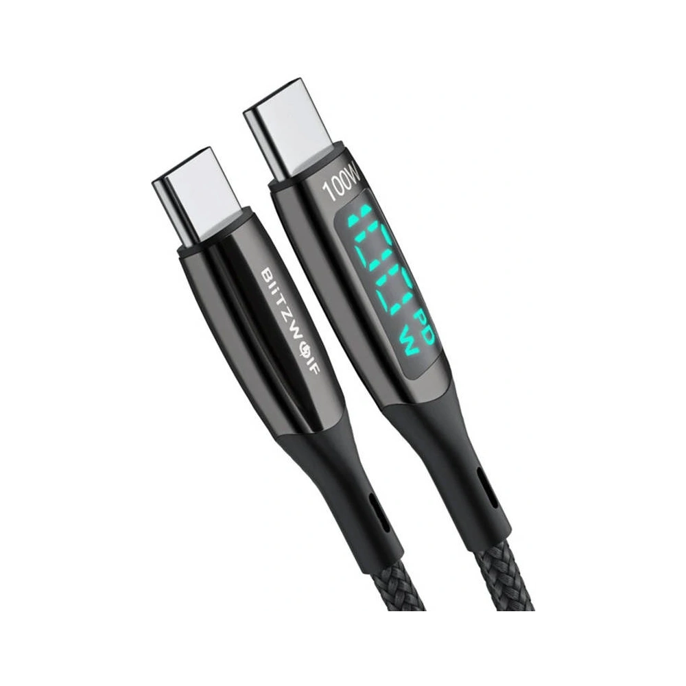 Hurtownia GSM - Kabel USB-C do USB-C BlitzWolf BW-TC23, s displejem, 100W, 0.9m (černý) - BLZ513 - {ean13} - Hurt