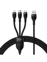 Cablul USB 3w1 Baseus Flash II, USB-C + micro USB + Lightning, 66W, 1.2m (negru)