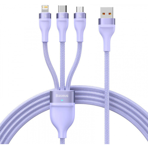 Baseus Distributor - 6932172618124 - BSU3811 - Baseus Flash II 3in 1 Cable, USB-USB-C/microUSB/Lightning, 66W, 1.2m (purple) - B2B homescreen