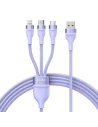 Kabel USB 3w1 Baseus Flash II, USB-C + micro USB + Lightning, 66W, 1.2m (fioletowy)