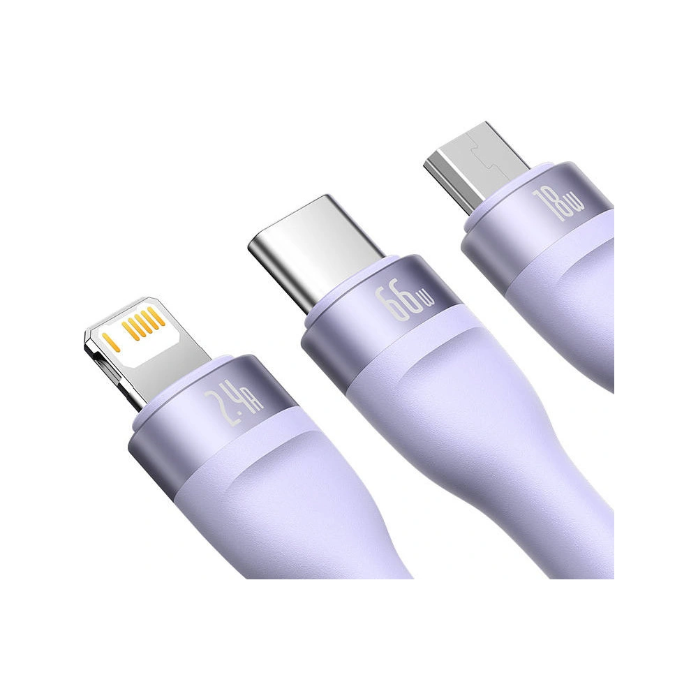 Hurtownia GSM - Cablul USB 3w1 Baseus Flash II, USB-C + micro USB + Lightning, 66W, 1.2m (mov) - BSU3811 - {ean13} - Hurt
